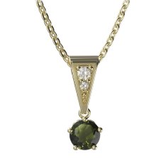 BG vltavín přívěšek 875 Žluté zlato - 585 Vltavín a diamant