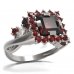 BG ring square stone499-P - Metal: Silver 925 - rhodium, Stone: Garnet