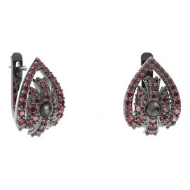 BG náušnice s přírodní perlou 537-90 Stříbro 925 - ruthenium (30-90dní) Granát a tahiti perla