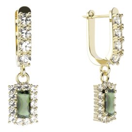 BG obdelníkové náušnice 431-96 Stříbro 925 - pozlacené Vltavín a  kubický zirkon