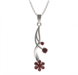 BG přívěs ve tvaru květu 518-P Stříbro 925 - rhodium Granát