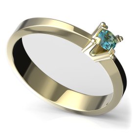 BG zlatý prstýnek 779 Žluté zlato - 585 Světle modrý kubický zirkon
