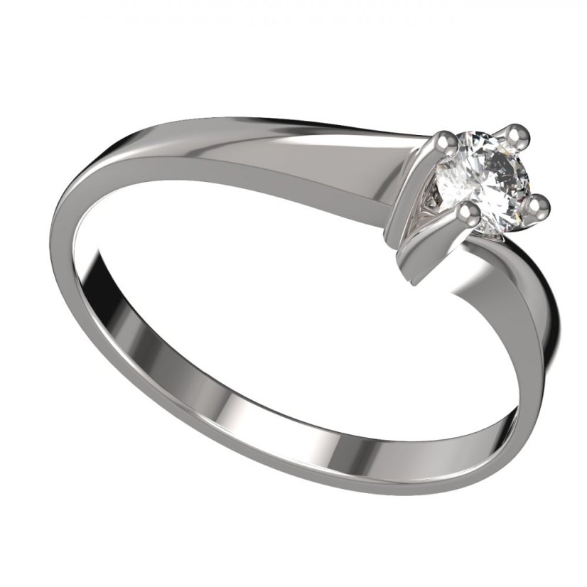 Zlatý prsten s diamantem, bílé zlato 585 – 1438