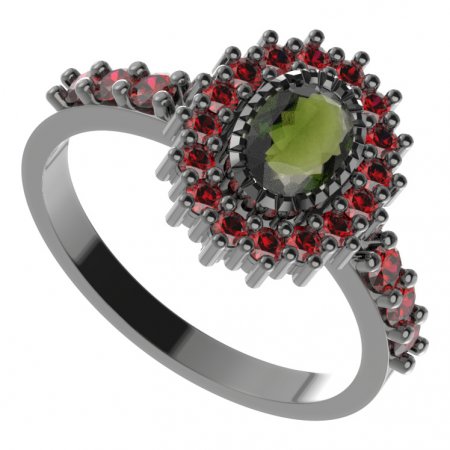 BG prsten 244-Z oválného tvaru - Kov: Stříbro 925 - rhodium, Kámen: Granát