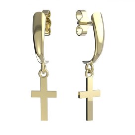 BG zlaté náušnice křížek 239 Žluté zlato - 585
