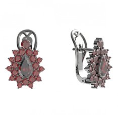 BG  náušnice 147-R7 kapkovitého tvaru Stříbro 925 - ruthenium (30-90dní) Granát