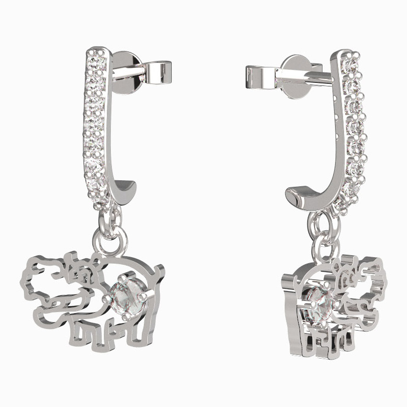 BeKid dětské náušnice hrošík 1188 Bílé zlato - 585 Diamant
