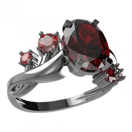 BG ring oval 493-P - Metal: Silver 925 - rhodium, Stone: Garnet
