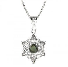 BG přívěs solitérní 409-2 Stříbro 925 - rhodium Vltavín a  kubický zirkon