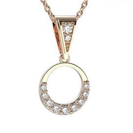 BG Zlatý přívěs kruh 1409 Růžové zlato 585 (30-90dní) Bílý kubický zirkon