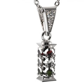 BG zlatý přívěšek - Semafor 797 Bílé zlato - 585 Diamant ,vltavín,granát