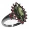 BG prsten oválný kámen 513-K - Kov: Stříbro 925 - rhodium, Kámen: Vltavín a granát