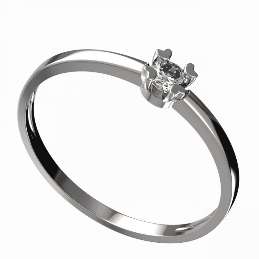 BG zlatý prstýnek s diamanty 883 C Bílé zlato - 585 Diamant lab-grown