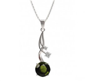 BG přívěs kruhového tvaru 474-P Stříbro 925 - rhodium Vltavín a  kubický zirkon