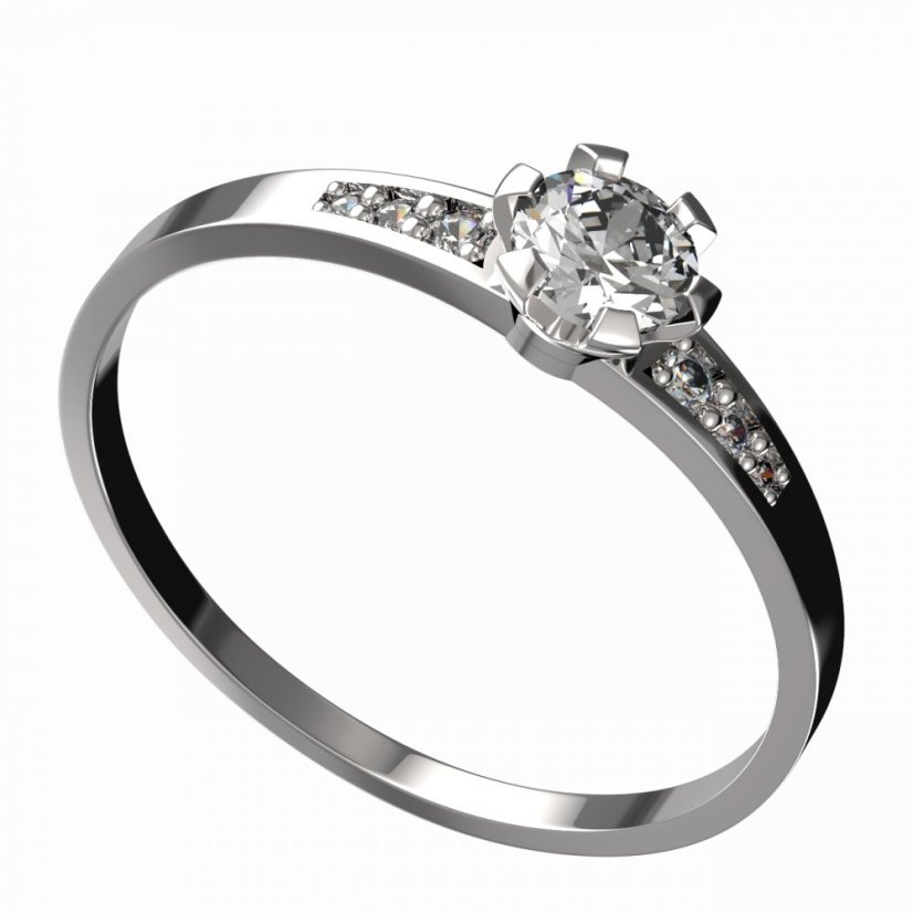BG zlatý diamantový prstýnek 556 J Bílé zlato - 585 Diamant lab-grown