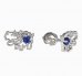 BeKid, Gold kids earrings -1188 - Switching on: Screw, Metal: White gold 585, Stone: Dark blue cubic zircon