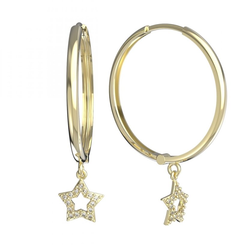 BG zlaté náušnice hvězdička 826 Žluté zlato - 585 Diamant