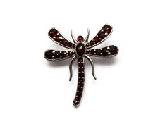 BG brož přírodní broušený granát   476 Stříbro 925 - pozlacené Granát