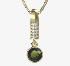 BG zlatý přívěšek 724 Žluté zlato - 585 Vltavín a diamant