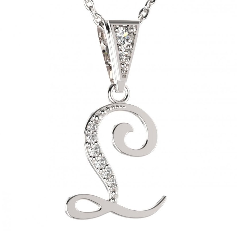 BG zlatý přívěsek písmenko L - 1221 Bílé zlato - 585 Diamant