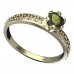 BG vltavínový prsten 870E - Kov: Žluté zlato 585, Kámen: Vltavín a  kubický zirkon