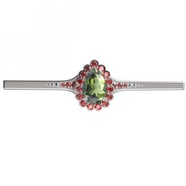 BG brož 519K Stříbro 925 - rhodium Vltavín a granát