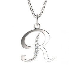 BeKid dětský zlatý přívěsek písmenko R - 1226 Bílé zlato - 585 Diamant