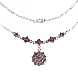 BG náhrdelník 122 Stříbro 925 - ruthenium (30-90dní) Vltavín a granát