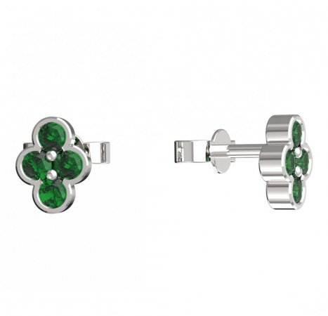 BeKid, Gold kids earrings -295 - Switching on: Puzeta, Metal: White gold 585, Stone: Green cubic zircon