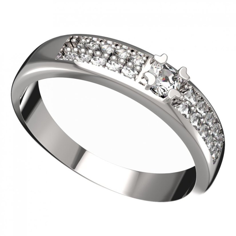 BG zlatý diamantový prstýnek 883 F Bílé zlato - 585 Diamant lab-grown