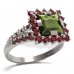 BG prsten s čtvercovým kamenem 499-G - Kov: Stříbro 925 - rhodium, Kámen: Vltavín a granát