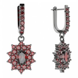 BG oválné náušnice 249-94 Stříbro 925 - ruthenium (30-90dní) Granát