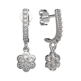 BG zlaté náušnice 866 Bílé zlato - 585 Bílý kubický zirkon