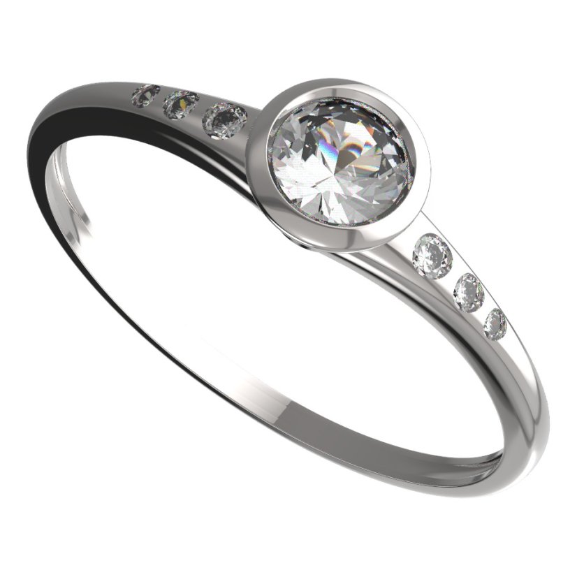 BG zlatý prstýnek 555 K Bílé zlato - 585 Diamant