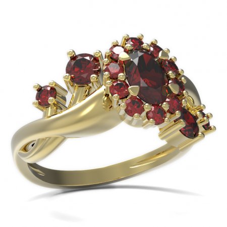 BG prsten s oválným kamenem 498-P - Kov: Stříbro 925 - rhodium, Kámen: Granát