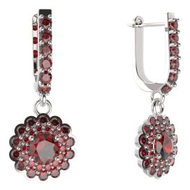 BG kulaté náušnice 463-94 Stříbro 925 - rhodium Granát
