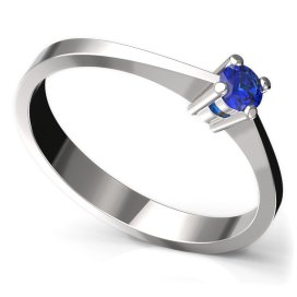 BG zlatý prstýnek 777 Bílé zlato - 585 Tmavě modrý kubický zirkon