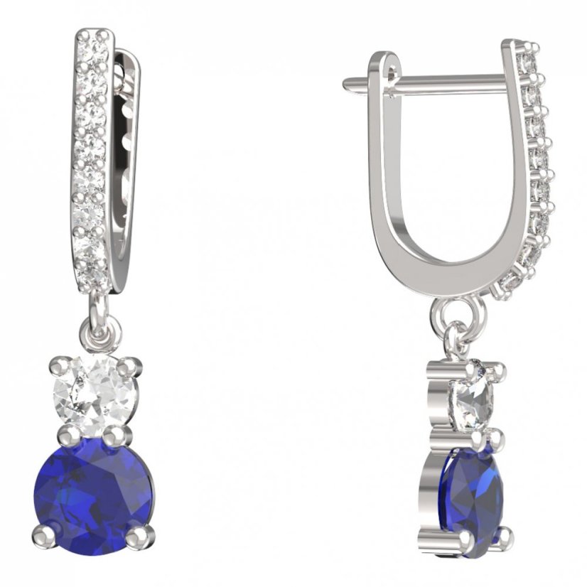 BeKid dětské náušnice 857 Bílé zlato - 585 Tmavě modrý kubický zirkon