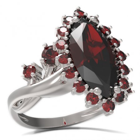 BG prsten s oválným kamenem 513-P - Kov: Stříbro 925 - rhodium, Kámen: Granát