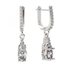 BG zlaté oválné náušnice 984 Bílé zlato - 585 Diamant