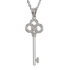 BG zlatý (stříbrný) přívěšek - klíč 612 Stříbro 925 - rhodium Bílý kubický zirkon