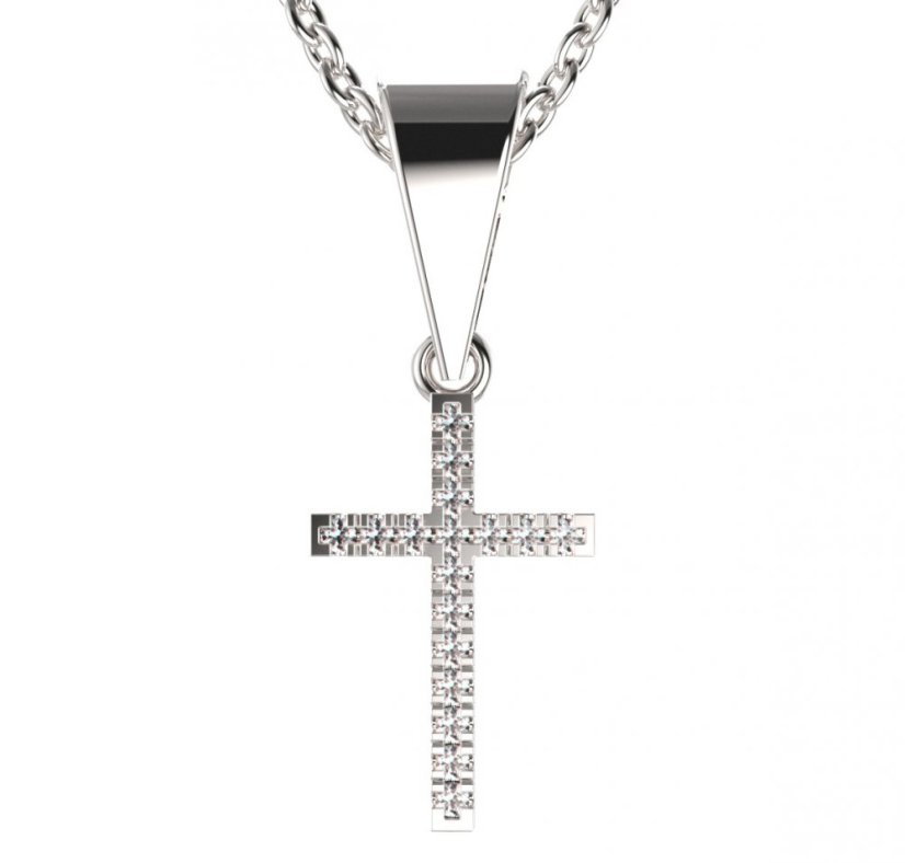 BeKid dětský přívěšek křížek 1167o Bílé zlato - 585 Diamant