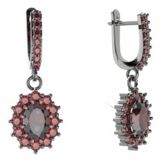 BG oválné náušnice 298-84 Stříbro 925 - ruthenium (30-90dní) Granát