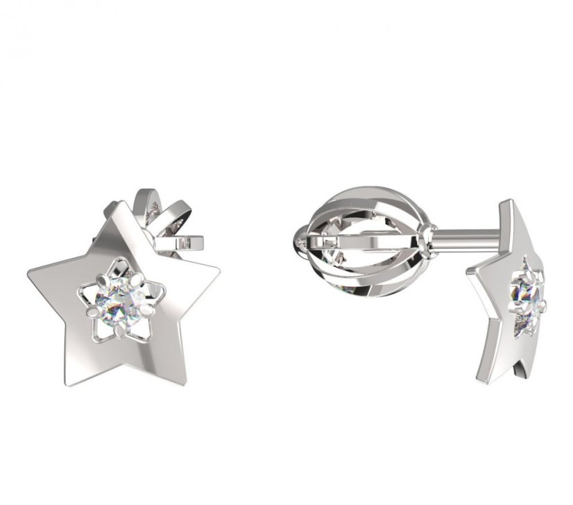 BG zlaté náušnice hvězdička 824 Bílé zlato - 585 Diamant