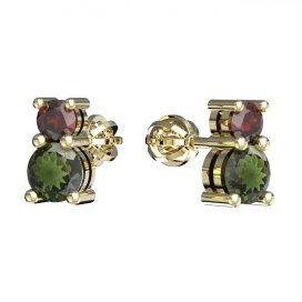 BG  náušnice s granátem nebo vltavínem 746 Žluté zlato - 585 Vltavín a  kubický zirkon