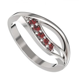 BG prsten přírodní broušený granát   462 Bílé zlato - 585 Granát