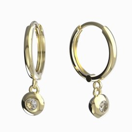 BG zlaté diamantové náušnice 737 Žluté zlato - 585 Diamant lab-grown