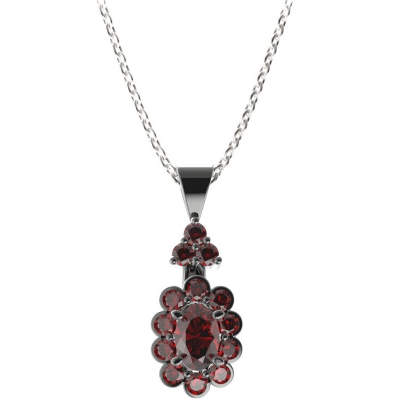 Stříbrný přívěsek s českým granátem, ruthenium – 517-87