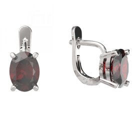 BG náušnice český přírodní granát  712 Stříbro 925 - rhodium Granát