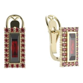 BG  náušnice 837-R7 čtvercové Stříbro 925 - pozlacené Granát
